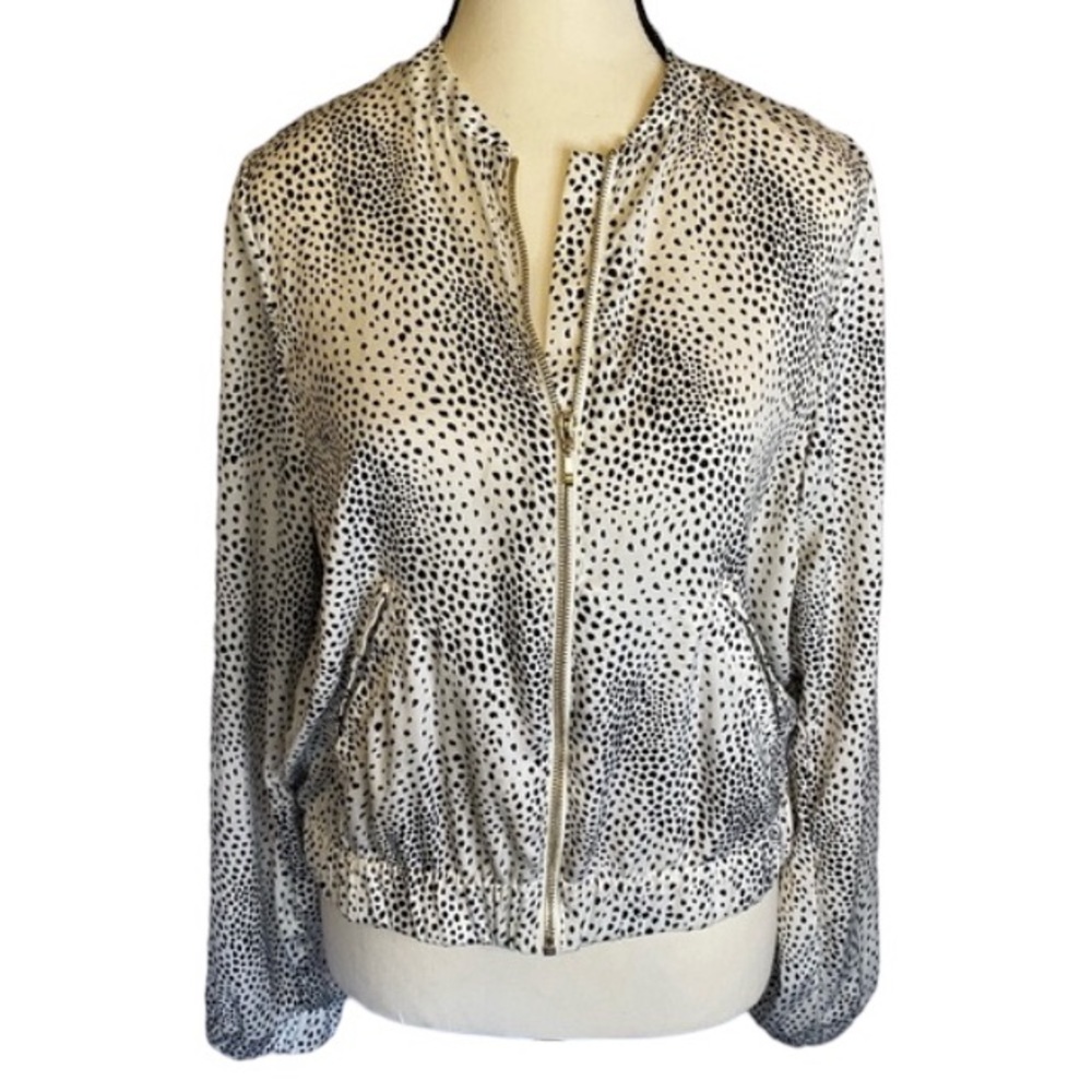 H&M Lightweight Animal Print Bomber Jacket with Gold Zipper Size L